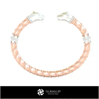 Bracciale Art Nouveau 3D per la casa, Gioielleria CAD 3D, Bracciali CAD 3D, Gioielli vintage CAD 3D, Bracciali 3D, Bracciale a