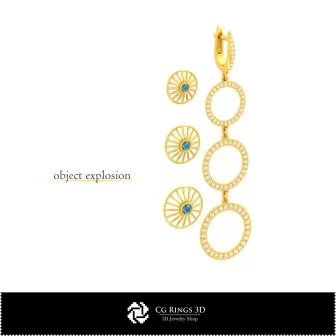 Joyas-Aretes 3D CAD para el Hogar, Joyas 3D CAD, Aretes 3D CAD, Aretes de Diamante 3D, Aretes Colgantes 3D, Aretes