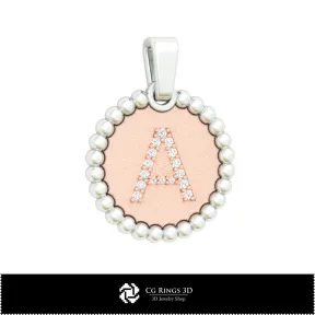 3D Pendant With Letter A Home,  Jewelry 3D CAD, Pendants 3D CAD , 3D Letter Pendants, 3D Ball Pendants