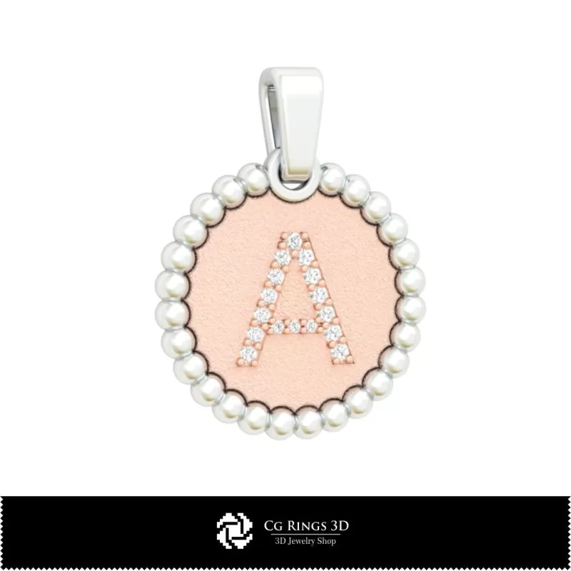 Pendentif 3D avec lettre A Pendentif 3D avec lettre A