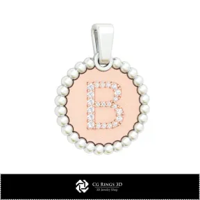 3D Pendant With Letter B Home,  Jewelry 3D CAD, Pendants 3D CAD , 3D Letter Pendants, 3D Ball Pendants
