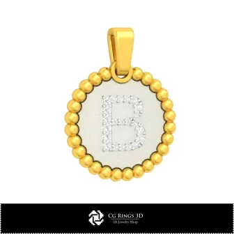 3D-Anhänger mit Buchstabe B Home, Schmuck 3D-CAD, Anhänger 3D-CAD, 3D-Buchstaben-Anhänger, 3D-Kugel-Anhänger