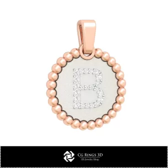 3D Pendant With Letter B Home, Jewelry 3D CAD, Pendants 3D CAD , 3D Letter Pendants, 3D Ball Pendants