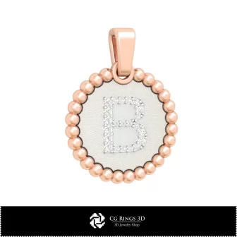 3D-Anhänger mit Buchstabe B Home, Schmuck 3D-CAD, Anhänger 3D-CAD, 3D-Buchstaben-Anhänger, 3D-Kugel-Anhänger