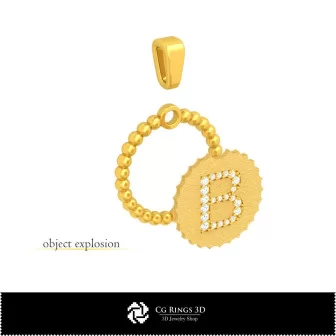 3D Pendant With Letter B Home, Bijoux 3D CAO, Pendentifs 3D CAO, Pendentifs Lettre 3D, Pendentifs Boule 3D