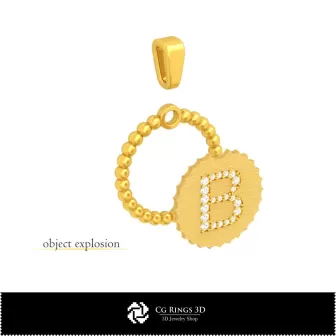 3D-Anhänger mit Buchstabe B Home, Schmuck 3D-CAD, Anhänger 3D-CAD, 3D-Buchstaben-Anhänger, 3D-Kugel-Anhänger