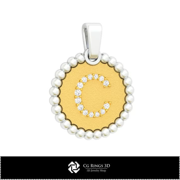 Pendentif 3D avec lettre C