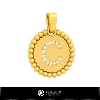 3D Pendant With Letter C Home, Jewelry 3D CAD, Pendants 3D CAD , 3D Letter Pendants, 3D Ball Pendants