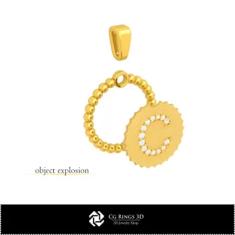 3D-Anhänger mit Buchstabe C Home, Schmuck 3D-CAD, Anhänger 3D-CAD, 3D-Buchstabenanhänger, 3D-Kugelanhänger