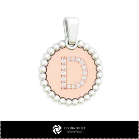 3D Pendant With Letter D Home,  Jewelry 3D CAD, Pendants 3D CAD , 3D Letter Pendants, 3D Ball Pendants