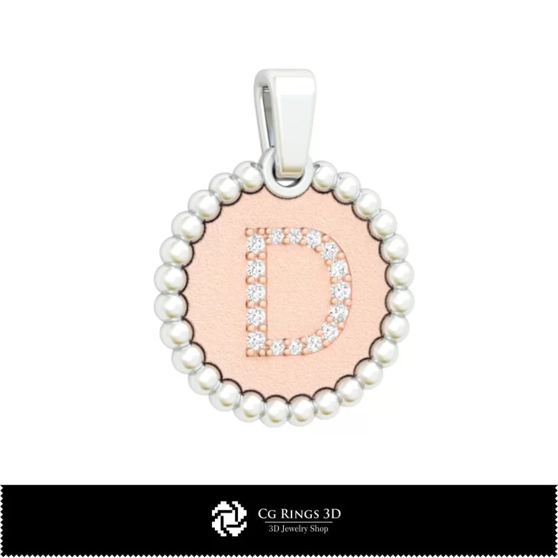 3D Pendant With Letter D Home, Jewelry 3D CAD, Pendants 3D CAD , 3D Letter Pendants, 3D Ball Pendants