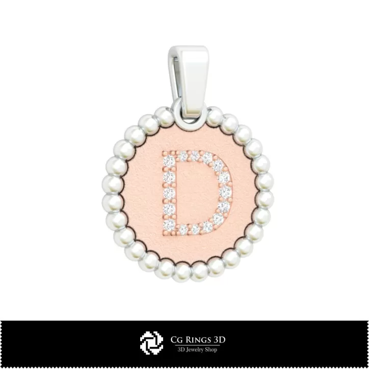 Pendentif 3D avec la lettre D
