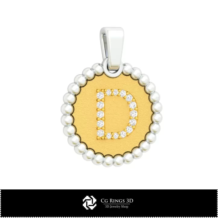 Pendentif 3D avec la lettre D