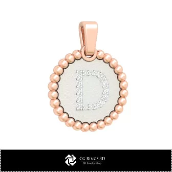 3D-Anhänger mit Buchstabe D für Zuhause, Schmuck-3D-CAD, Anhänger-3D-CAD, 3D-Buchstabenanhänger, 3D-Kugelanhänger