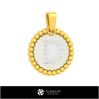 3D-Anhänger mit Buchstabe D für Zuhause, Schmuck-3D-CAD, Anhänger-3D-CAD, 3D-Buchstabenanhänger, 3D-Kugelanhänger