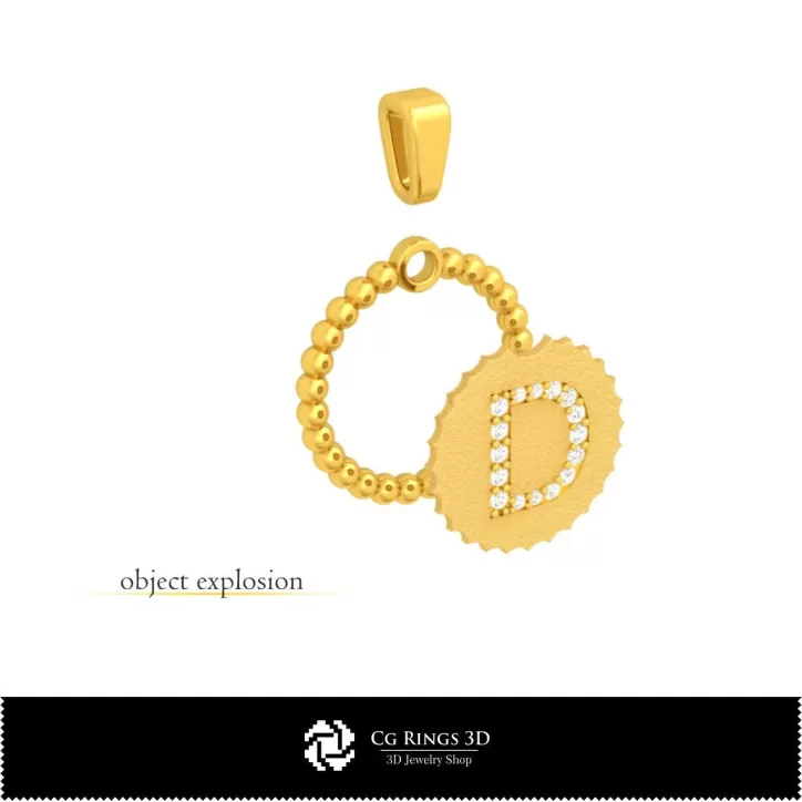 Pendentif 3D avec la lettre D