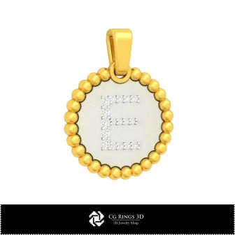 Ciondolo 3D con lettera E Casa, Gioielli CAD 3D, Ciondoli CAD 3D, Ciondoli con lettere 3D, Ciondoli a sfera 3D