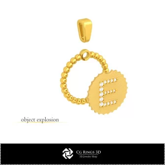 3D-Anhänger mit Buchstabe E Home, Schmuck 3D-CAD, Anhänger 3D-CAD, 3D-Buchstabenanhänger, 3D-Kugelanhänger