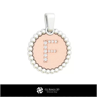 3D Pendant With Letter F Home, Jewelry 3D CAD, Pendants 3D CAD , 3D Letter Pendants, 3D Ball Pendants