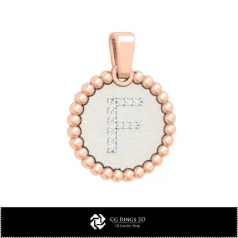 3D-Anhänger mit Buchstabe F Zuhause, Schmuck 3D-CAD, Anhänger 3D-CAD, 3D-Buchstabenanhänger, 3D-Kugelanhänger