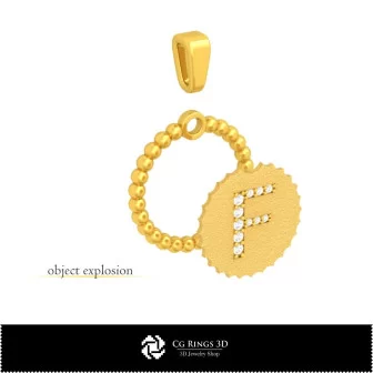 Pendentif 3D avec lettre F pour la maison, bijoux 3D CAO, pendentifs 3D CAO, pendentifs lettre 3D, pendentifs boule 3D