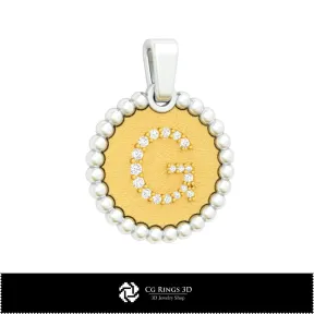 3D Pendant With Letter G Home,  Jewelry 3D CAD, Pendants 3D CAD , 3D Letter Pendants, 3D Ball Pendants
