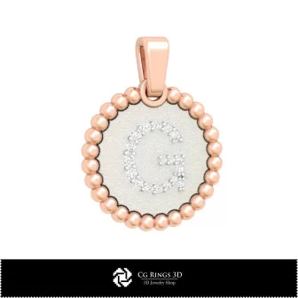 3D-Anhänger mit Buchstabe G für Zuhause, Schmuck 3D-CAD, Anhänger 3D-CAD, 3D-Buchstabenanhänger, 3D-Kugelanhänger