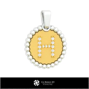 3D Pendant With Letter H