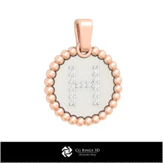 3D Pendant With Letter H Home, Jewelry 3D CAD, Pendants 3D CAD , 3D Letter Pendants, 3D Ball Pendants