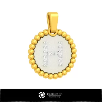 3D-Anhänger mit Buchstabe H Zuhause, Schmuck 3D-CAD, Anhänger 3D-CAD, 3D-Buchstabenanhänger, 3D-Kugelanhänger
