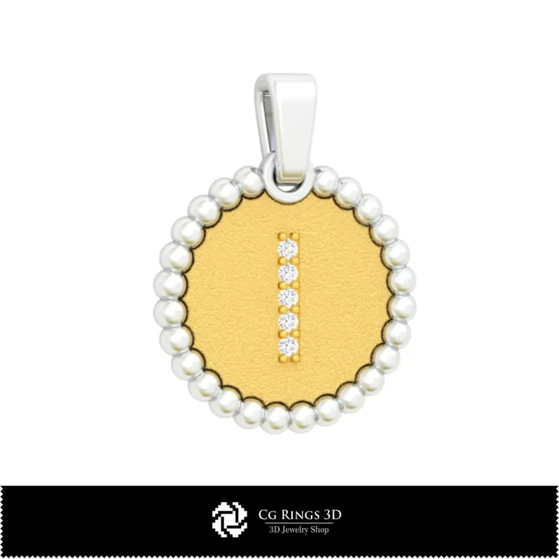 带字母 I 的 3D 吊坠