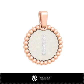 3D-Anhänger mit Buchstabe I Zuhause, Schmuck 3D-CAD, Anhänger 3D-CAD, 3D-Buchstabenanhänger, 3D-Kugelanhänger
