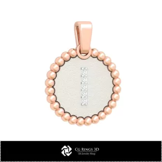 字母I立体吊坠 家居、珠宝3D CAD、吊坠3D CAD、字母3D吊坠、球形3D吊坠