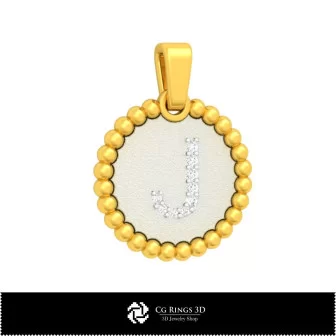 3D-Anhänger mit Buchstabe J Zuhause, Schmuck 3D-CAD, Anhänger 3D-CAD, 3D-Buchstabenanhänger, 3D-Kugelanhänger