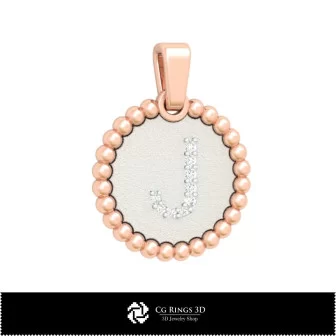 3D-Anhänger mit Buchstabe J Zuhause, Schmuck 3D-CAD, Anhänger 3D-CAD, 3D-Buchstabenanhänger, 3D-Kugelanhänger
