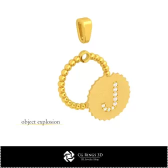Pendentif 3D avec lettre J pour la maison, Bijoux CAO 3D, Pendentifs CAO 3D, Pendentifs lettre 3D, Pendentifs boule 3D
