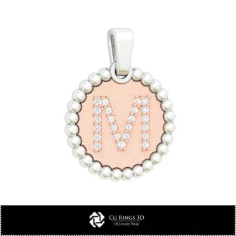 Pendentif 3D avec lettre M Maison, Bijoux CAO 3D, Pendentifs CAO 3D, Pendentifs lettre 3D, Pendentifs boule 3D