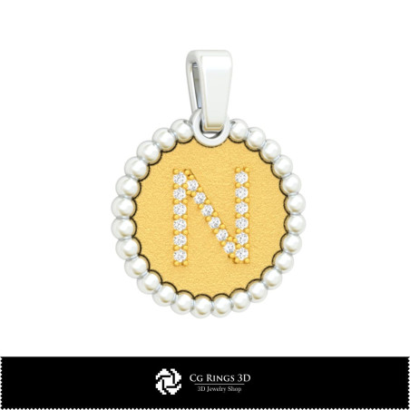3D Pendant With Letter N Home,  Jewelry 3D CAD, Pendants 3D CAD , 3D Letter Pendants, 3D Ball Pendants
