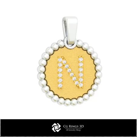 Pendentif 3D avec lettre N pour la maison, Bijoux CAO 3D, Pendentifs CAO 3D, Pendentifs lettre 3D, Pendentifs boule 3D
