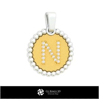 3D Pendant With Letter N Home, Bijoux 3D CAO, Pendentifs 3D CAO, Pendentifs Lettre 3D, Pendentifs Boule 3D