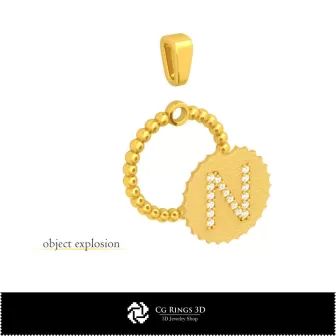 Colgante 3D con letra N para el hogar, Joyas CAD 3D, Colgantes CAD 3D, Colgantes de letra 3D, Colgantes de bola 3D