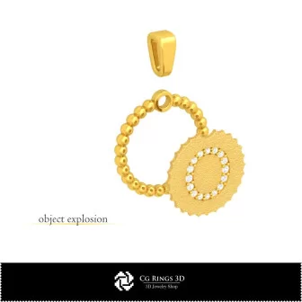 Pendentif 3D avec lettre O Maison, Bijoux CAO 3D, Pendentifs CAO 3D, Pendentifs lettre 3D, Pendentifs boule 3D