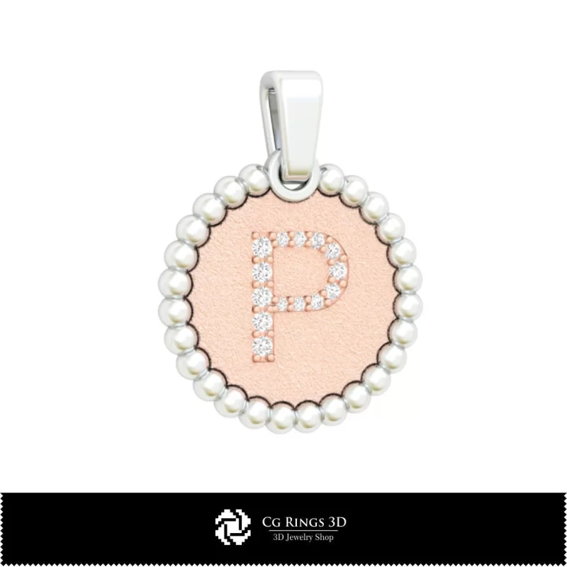 3D Pendant With Letter P Home, Jewelry 3D CAD, Pendants 3D CAD , 3D Letter Pendants, 3D Ball Pendants