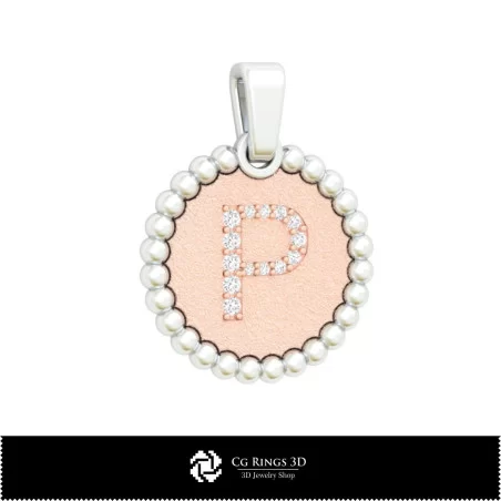 3D Pendant With Letter P Home, Jewelry 3D CAD, Pendants 3D CAD , 3D Letter Pendants, 3D Ball Pendants