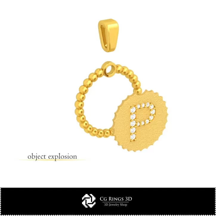Ciondolo con lettera P - Gioielli CAD 3D Ciondolo con lettera P - Gioielli CAD 3D