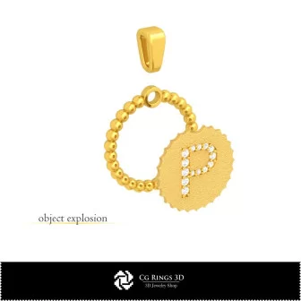 3D Pendant With Letter P Home, Jewelry 3D CAD, Pendants 3D CAD , 3D Letter Pendants, 3D Ball Pendants