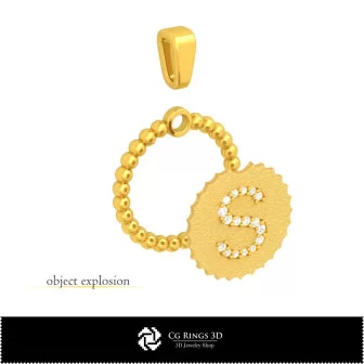 Pendentif 3D avec lettre S pour la maison, bijou DAO 3D, pendentifs DAO 3D, pendentifs lettre 3D, pendentifs boule 3D