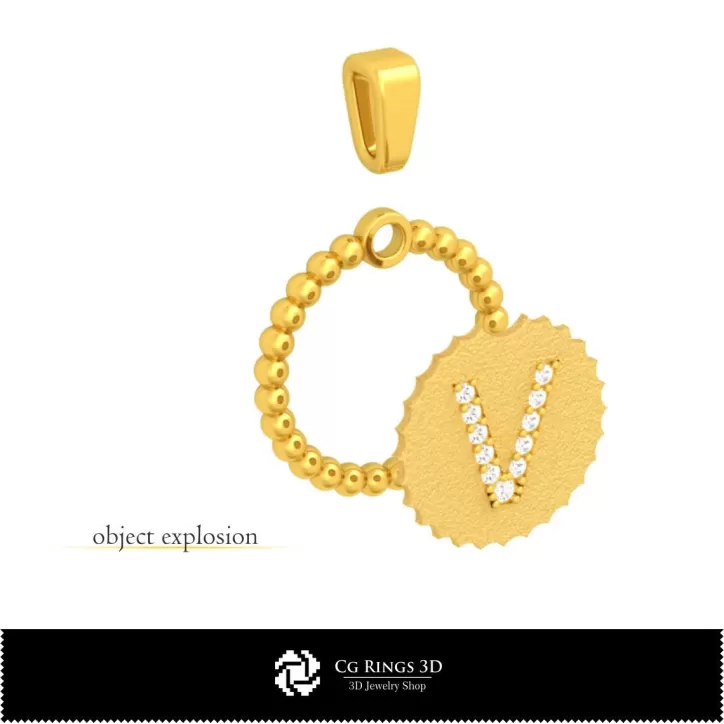 Pendentif 3D avec lettre V