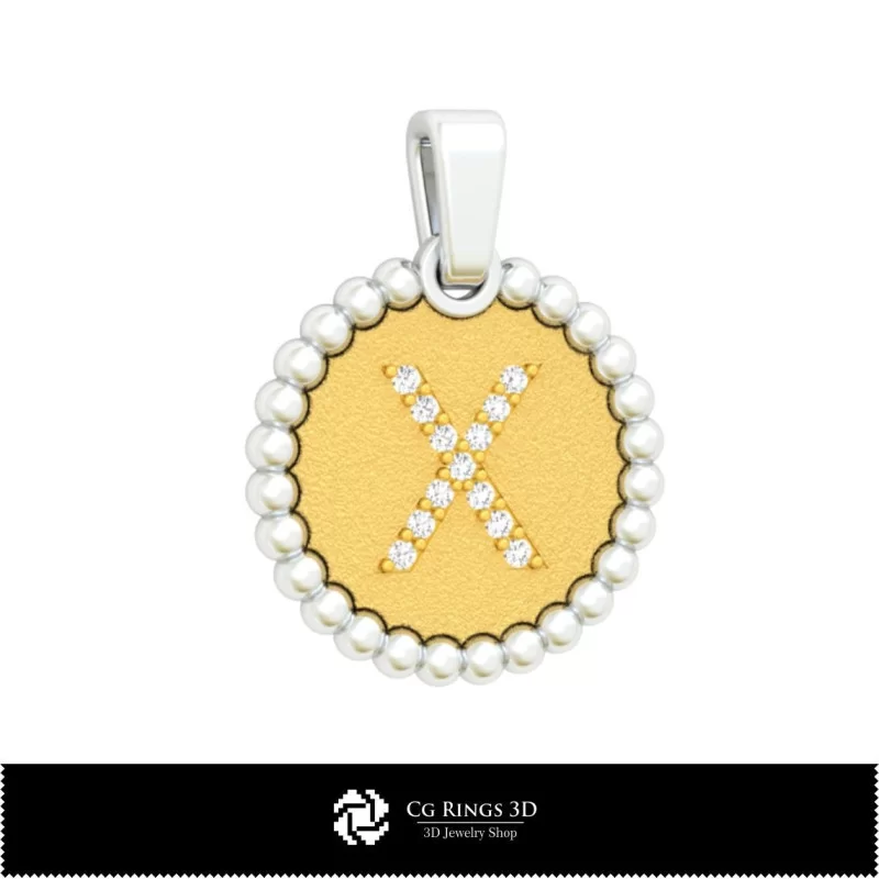 3D Pendant With Letter X Home, Jewelry 3D CAD, Pendants 3D CAD , 3D Letter Pendants, 3D Ball Pendants