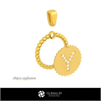 3D-Anhänger mit Buchstabe Y für zu Hause, Schmuck 3D-CAD, Anhänger 3D-CAD, 3D-Buchstabenanhänger, 3D-Kugelanhänger